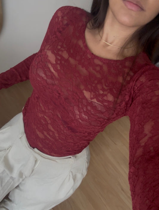 Body Exclusive Encaje Vino Tinto