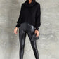 Leather effect leggings without zipper